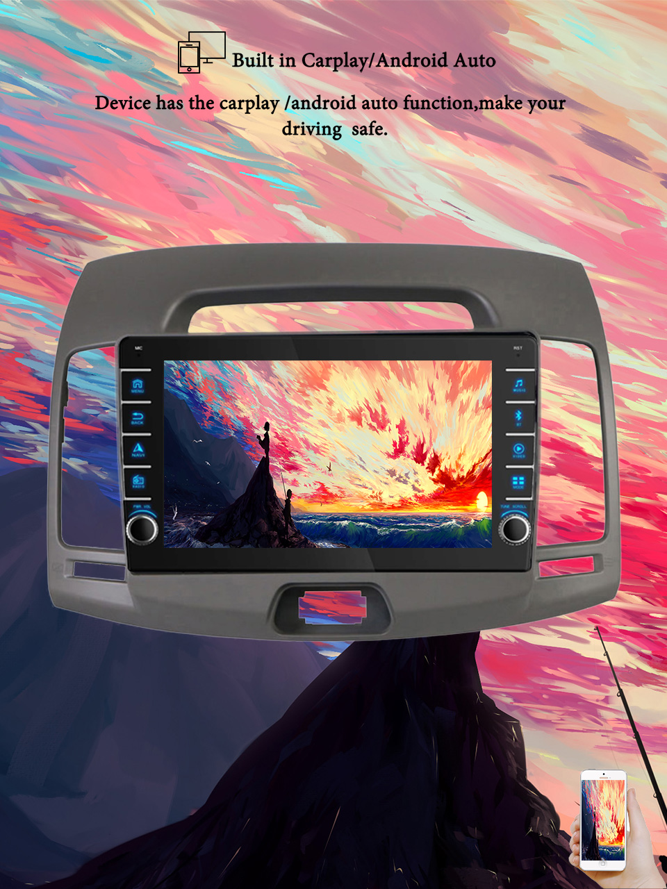 Tablet Danish Mobile & Accessories - 8G+128G Android 14 dla Hyundai Elantra