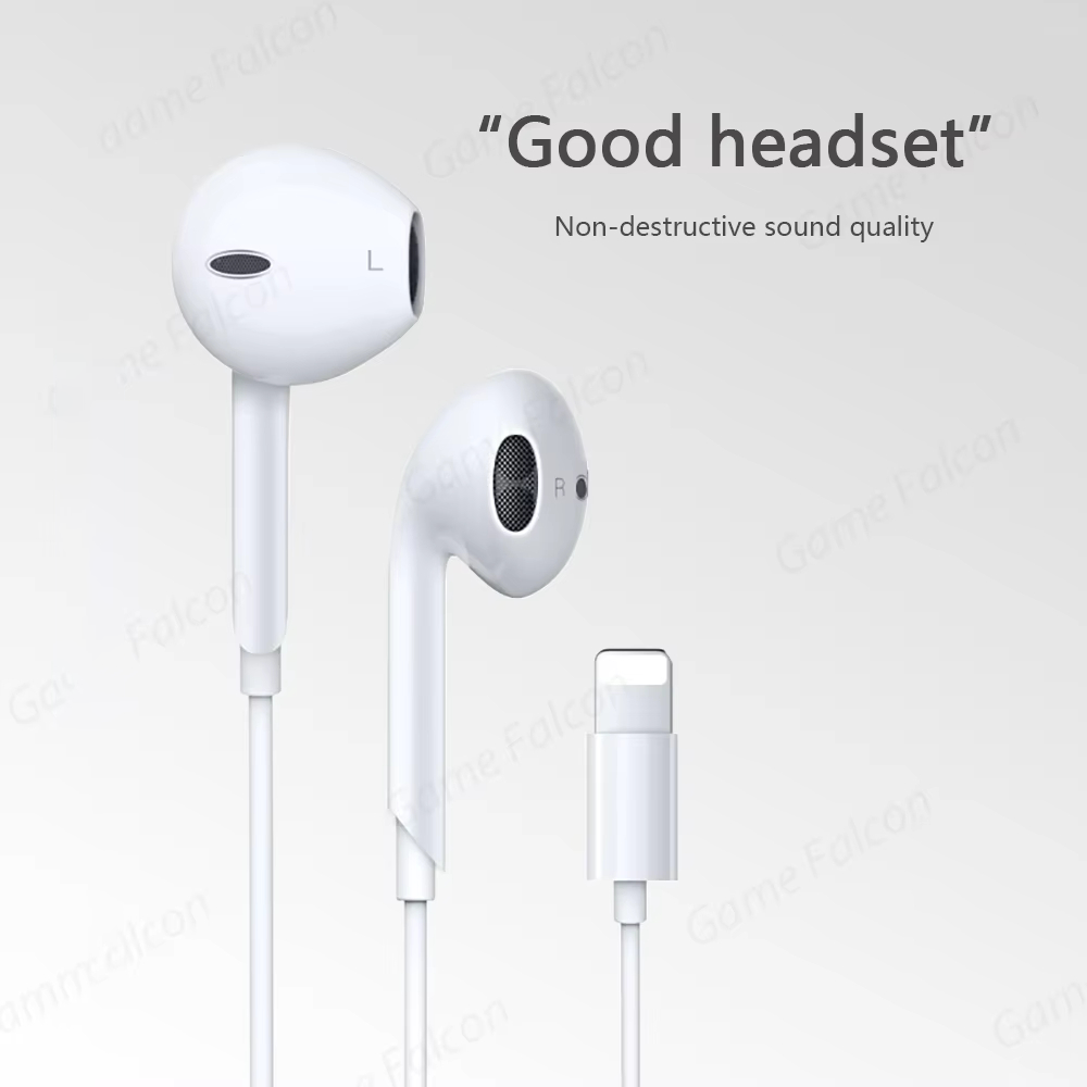 Wired Earphone Lightning - Słuchawki Bluetooth Hi-Fi z przewodem, zgodne