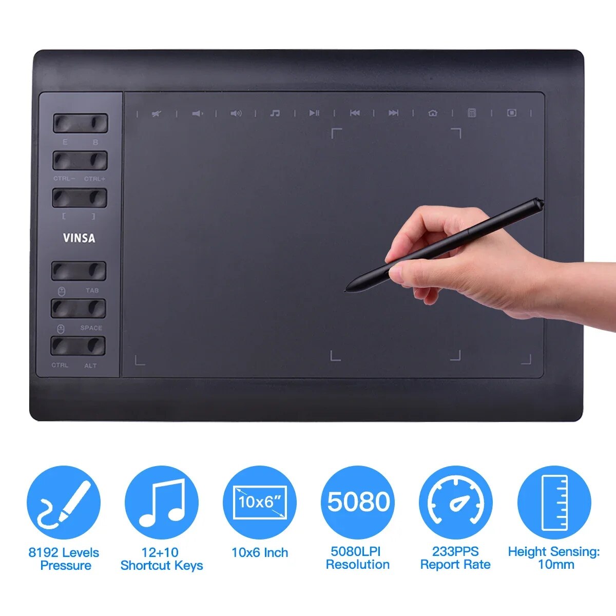 Graphic Tablet Accessories - Profesjonalny tablet graficzny 10x6 cali 12